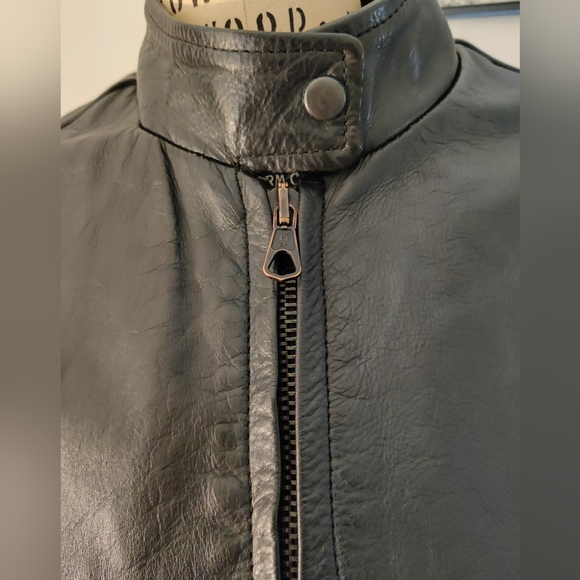 Black Leather Motorcycle Jacket - Picture 3 of 10